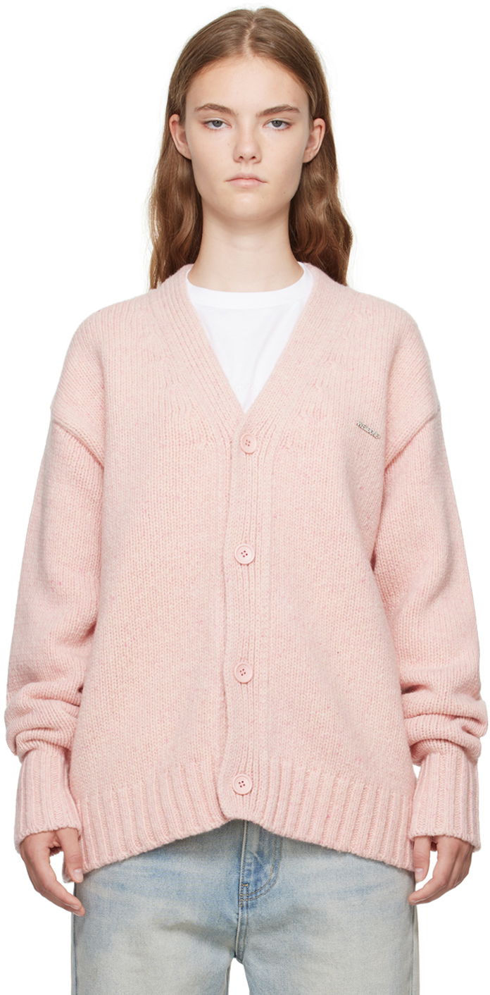 Villapaita We11done Chunky V-Neck Cardigan Vaaleanpunainen | WD-KC2-24-627-U-LP