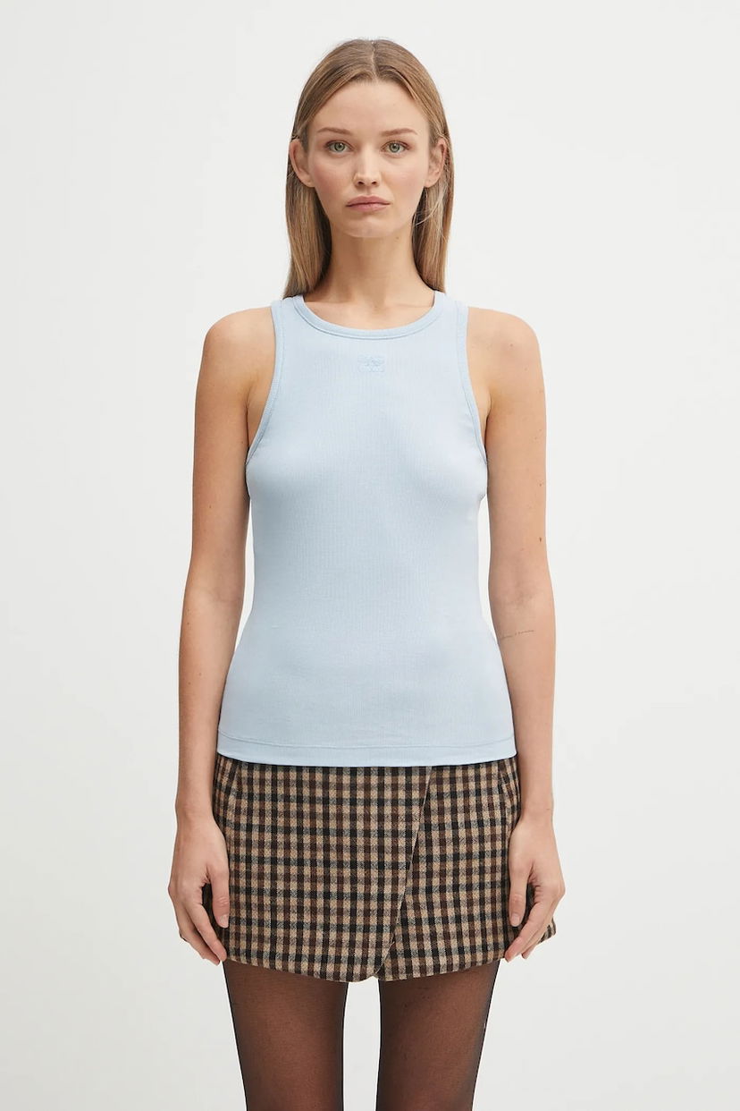 Tankkitoppi GANNI GANNI Soft Cotton Ribbed Tank Top Sininen | T4143