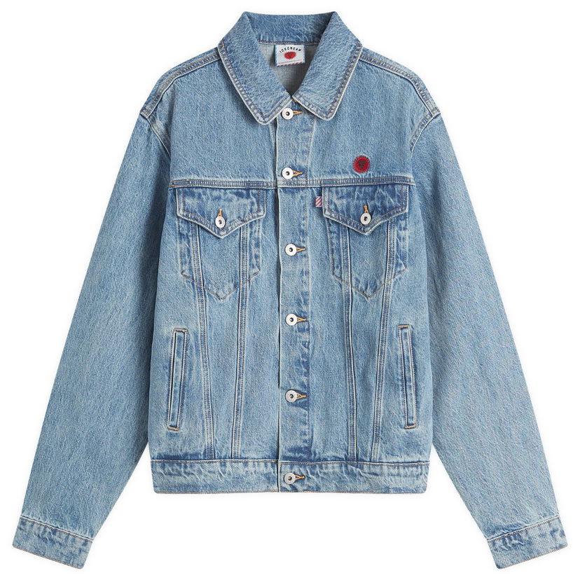 Takki BBC IceCream ICECREAM Check Lined Denim Trucker Jacket, Size Large Sininen | IC24411-BLU