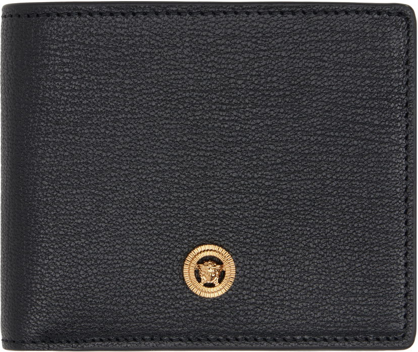 Lompakko Versace Bifold Leather Wallet with Logo Accent Musta | DPU2463_1A10544