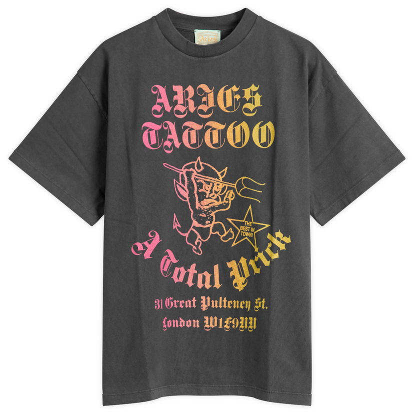 T-paita Aries Faded Tattoo Shop T-Shirt Harmaa | AR60013-BLK