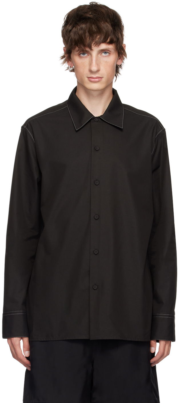 Paita Jil Sander Black Contrast Stitching Shirt Musta | J61DL0020_J46192