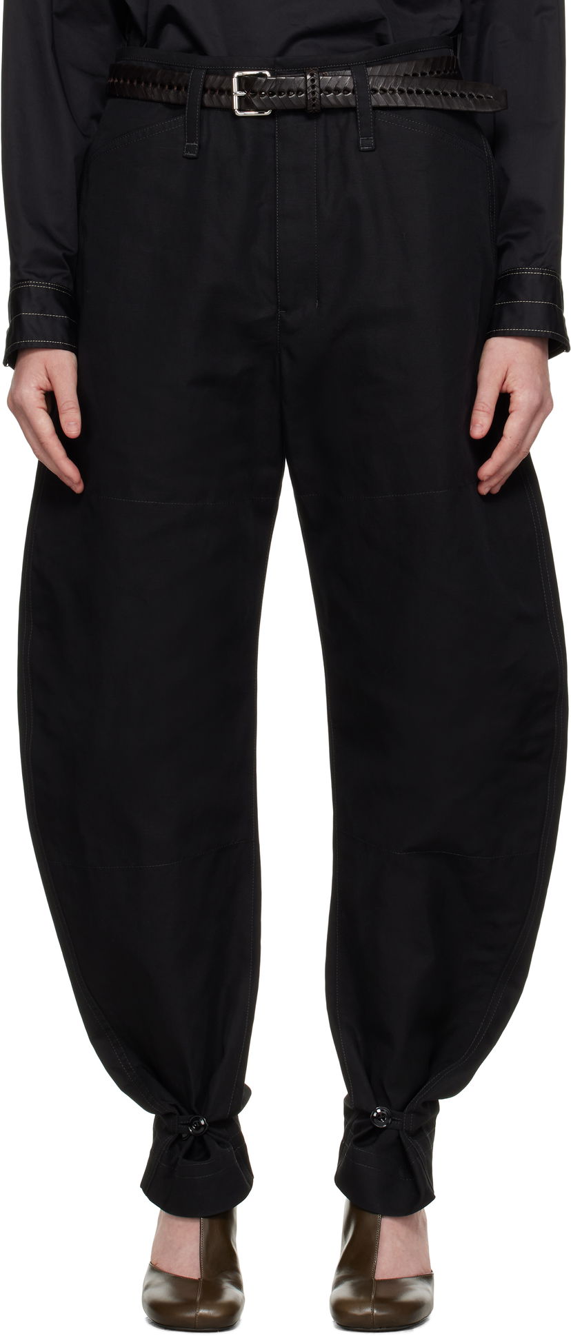 Housut LEMAIRE Lemaire Tapered Tie-Hem Trousers Musta | PA1184 LF1350