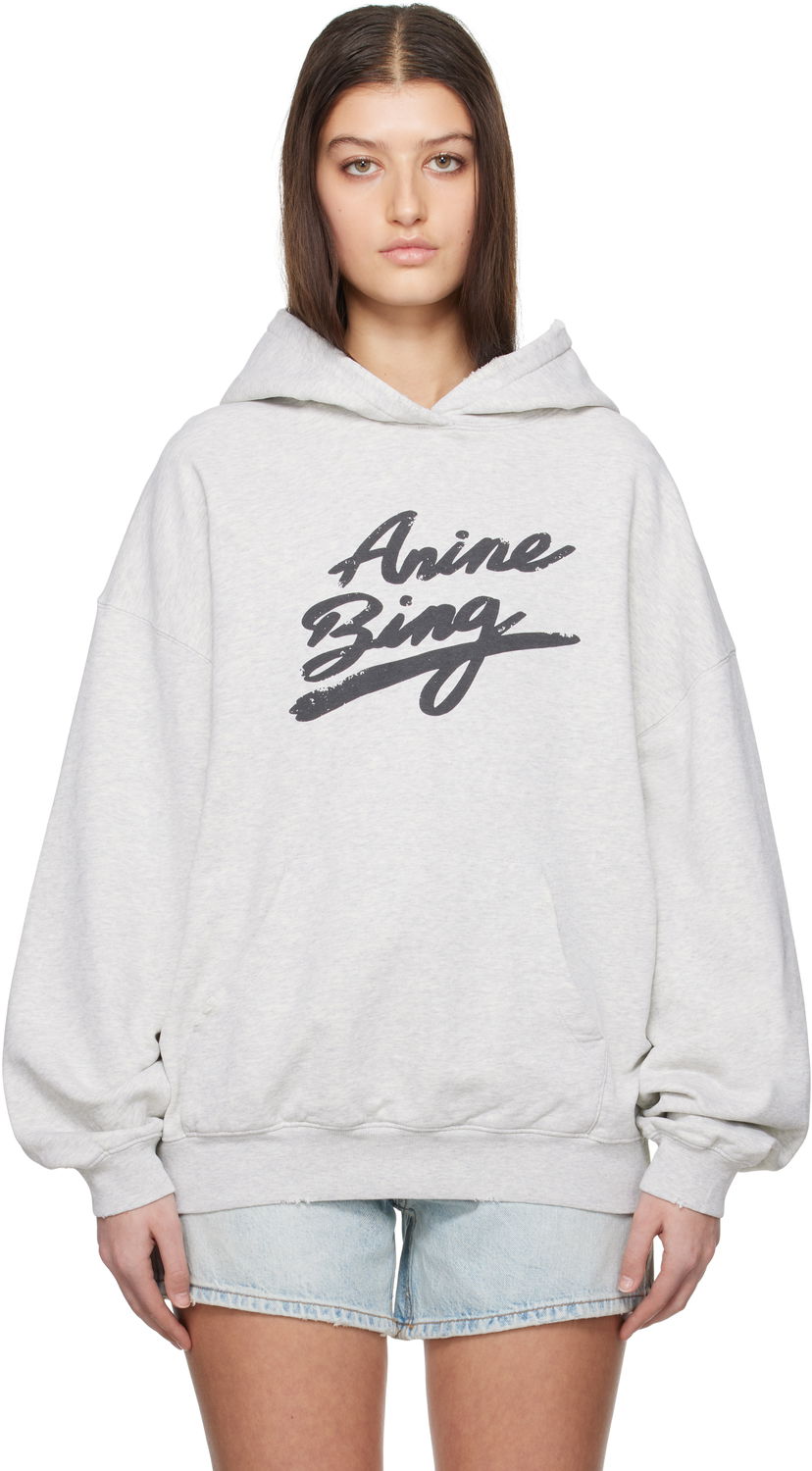 Huppari Anine Bing Anine Bing Harvey Signature Hoodie Harmaa | A-08-10525-GRY1