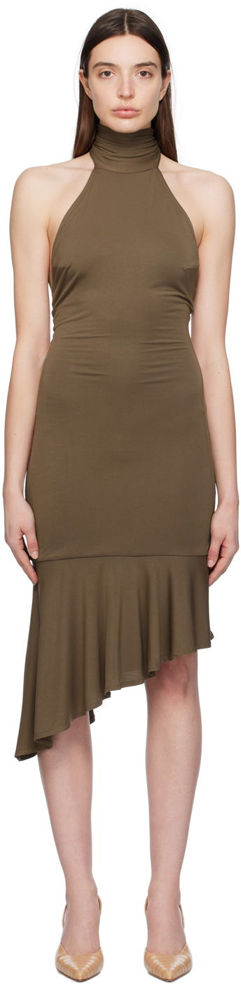 Mekko Miaou Miaou Karina Halter Neck Midi Dress Ruskea | 5028TJBPOLV