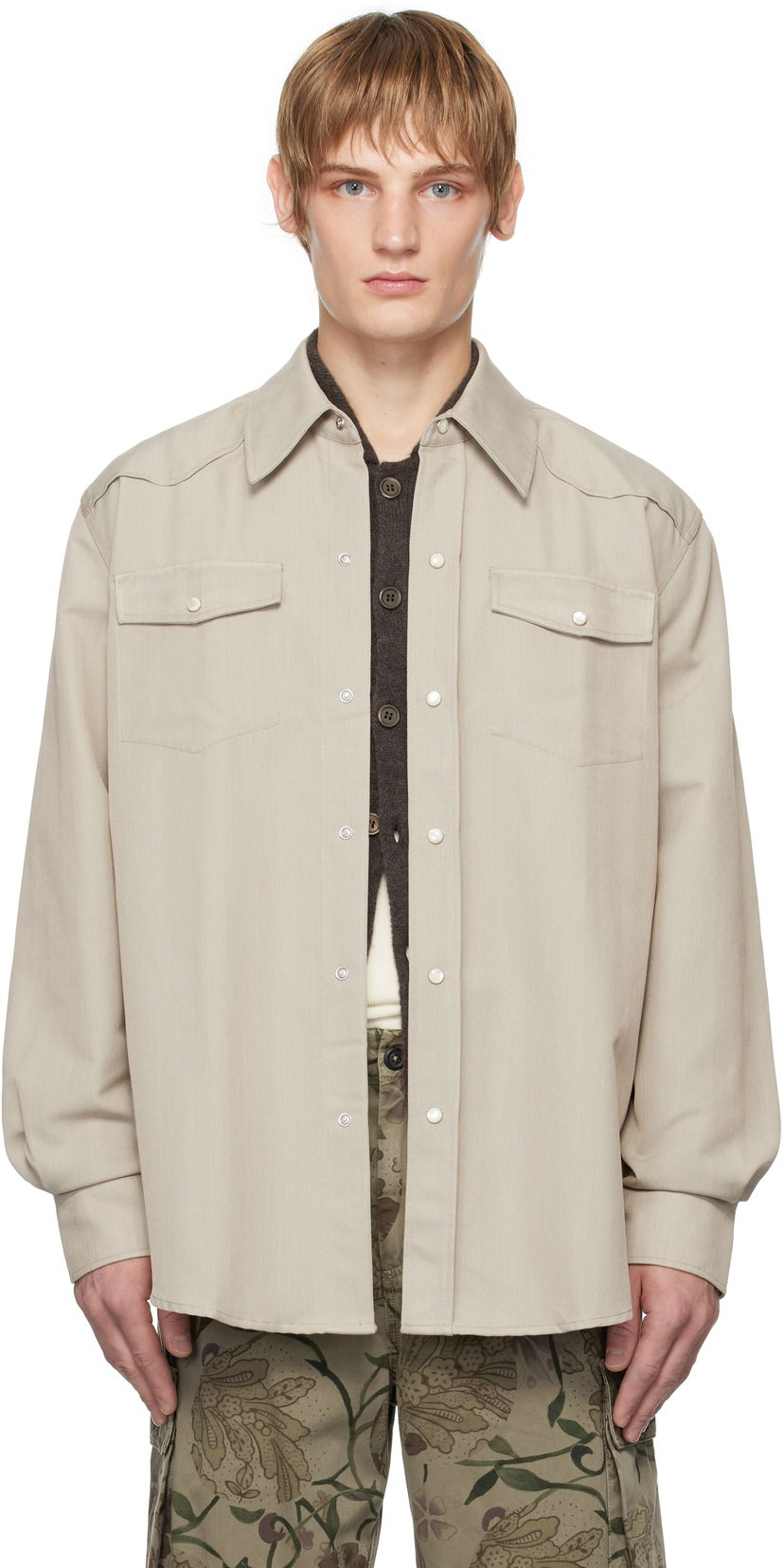 Paita OUR LEGACY Frontier Long Sleeve Shirt Beige | M4242FL