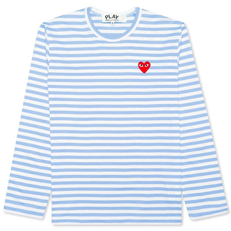 T-paita Comme des Garçons Play Pastelle Striped Long Sleeve T-Shirt Sininen | AZ-T277-051-1, 0