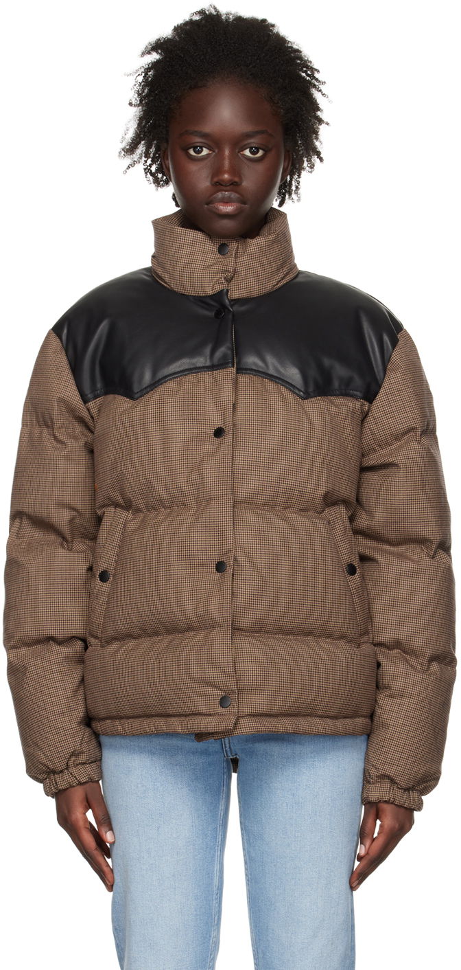 Puffer takki rag & bone Rag & Bone Cal Houndstooth Down Jacket Ruskea | WAW22F2031FA31
