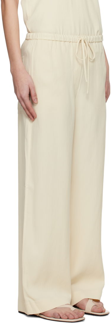 Haalari TOTEME TOTEME Woven Stripe Drawstring Trousers Beige | 252-WRB1709-FB0192, 1