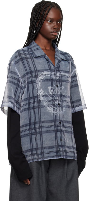 Paita We11done We11done Heart Layered Check Pattern Shirt Harmaa | WD-SH1-25-176-U-GY, 1