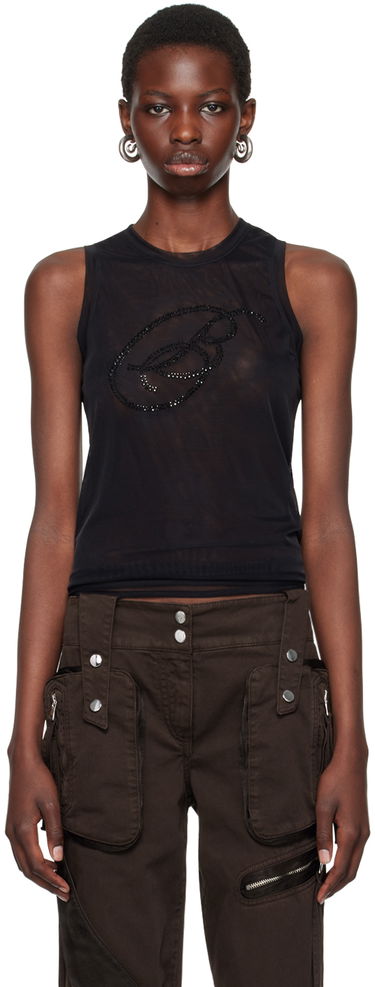 Tankkitoppi Blumarine Blumarine Rhinestone Monogram Tank Top Musta | A422T073A, 0