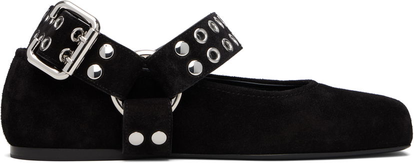 Kengänhoito Alaïa ALAÏA Biker Suede Ballerina Flats Musta | AA3A041CK177