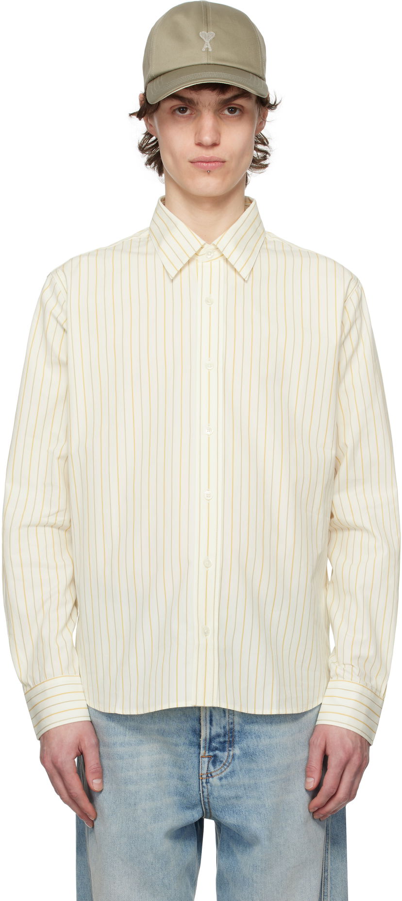 Paita AMI AMI Paris Classic Striped Shirt Keltainen | HSH051.CO0109