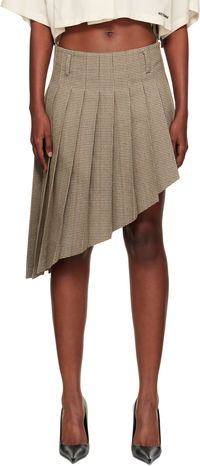 We11done Asymmetric Checked Midi Skirt