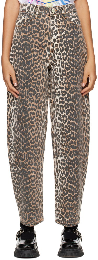 Jeans GANNI Leopard Print High-Waisted Jeans Ruskea | J1184, 0