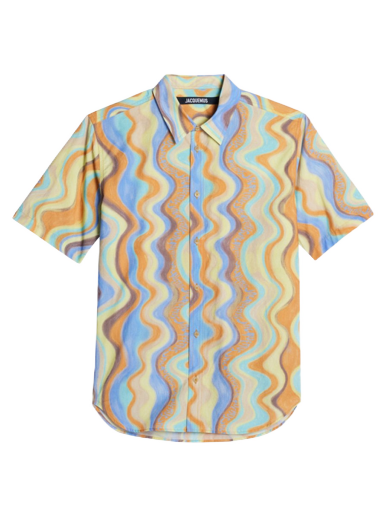 Paita Jacquemus Chemise Melo Paisley Sleeve Waves Stripes Harmaa | 225SH006-1356-3EU