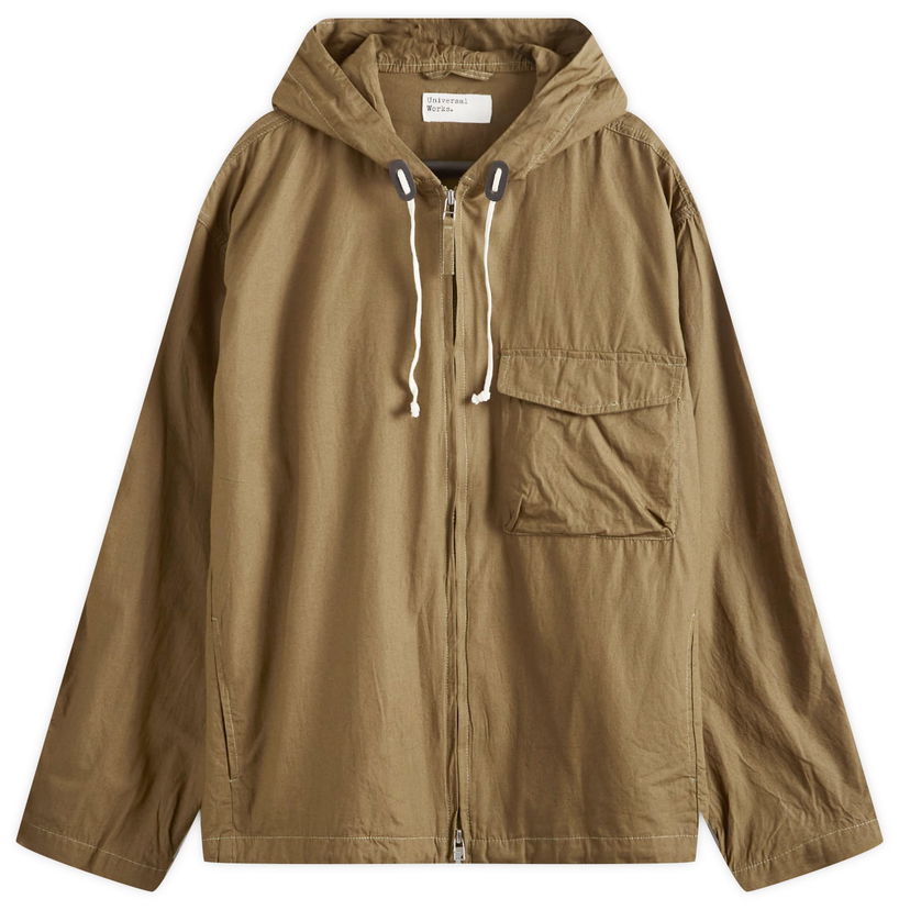 Tuulitakki Universal Works Universal Works Broad Cloth Fistral Hooded Jacket, Size Large Vihreä | P3002-KHK