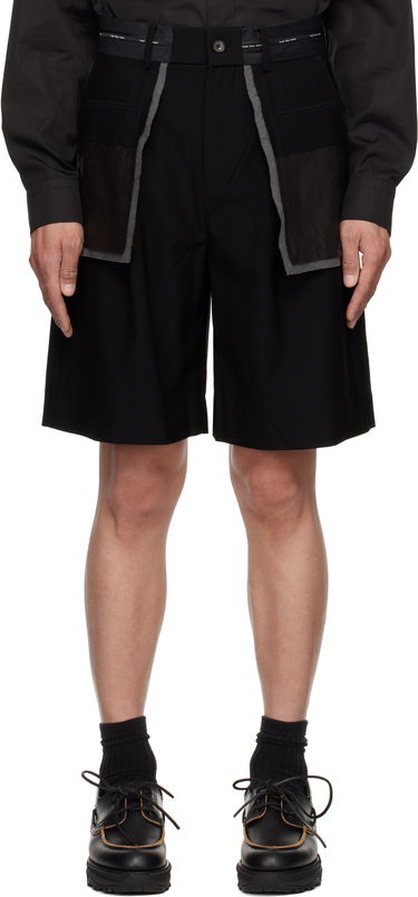 Shortsit Feng Chen Wang Feng Chen Wang Deconstructed Patchwork Shorts Musta | FUS19ST02, 0