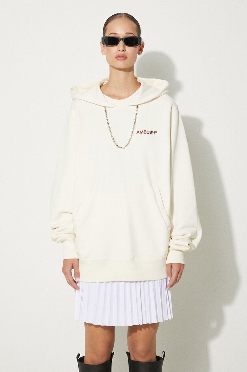 Huppari Ambush Ballchain Hoodie With Applique Beige | BWBB001F24FLE0013128