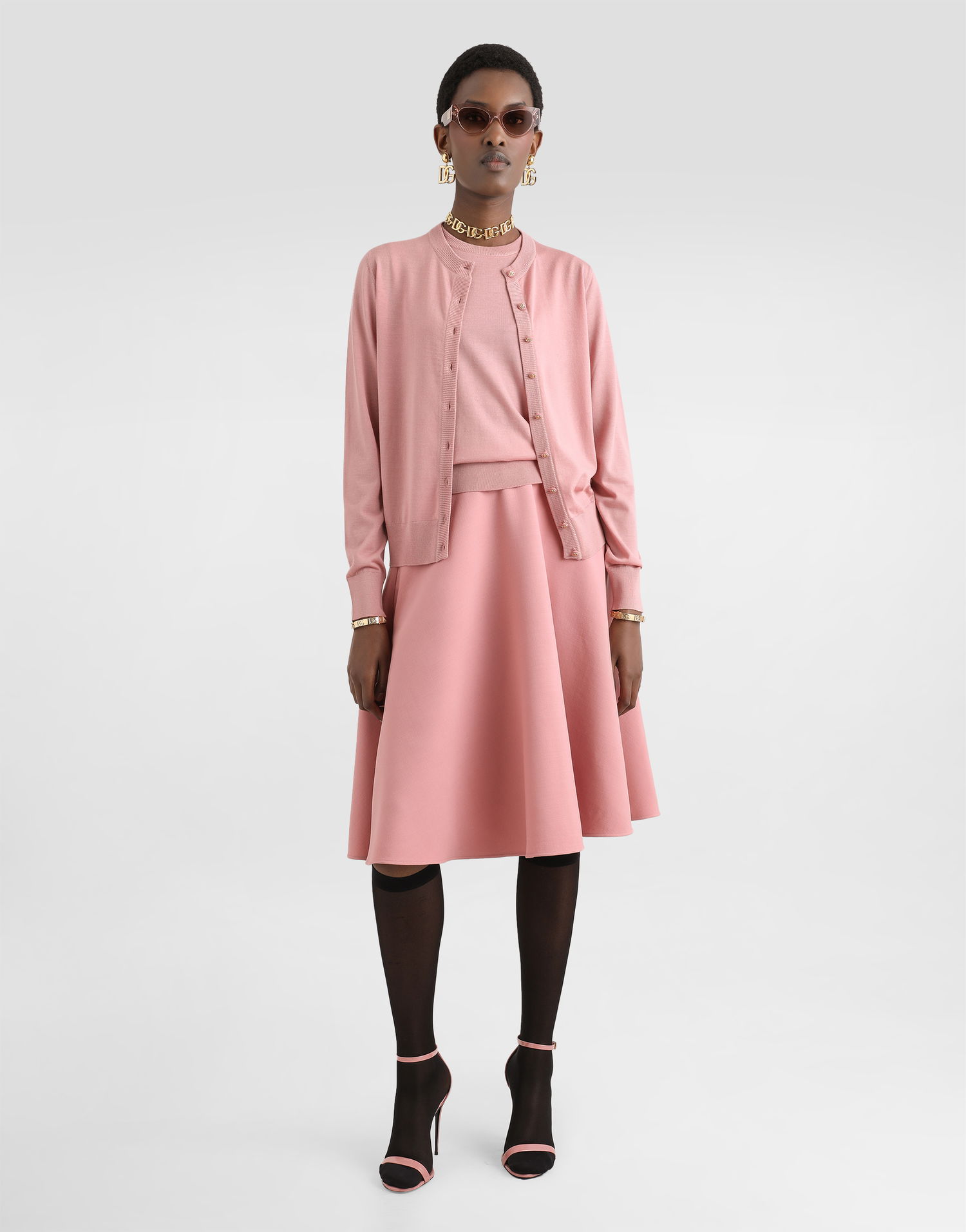Hame Dolce & Gabbana Dolce & Gabbana Woolen Midi Circle Skirt Vaaleanpunainen | F4C02TFU2L8F0473, 1