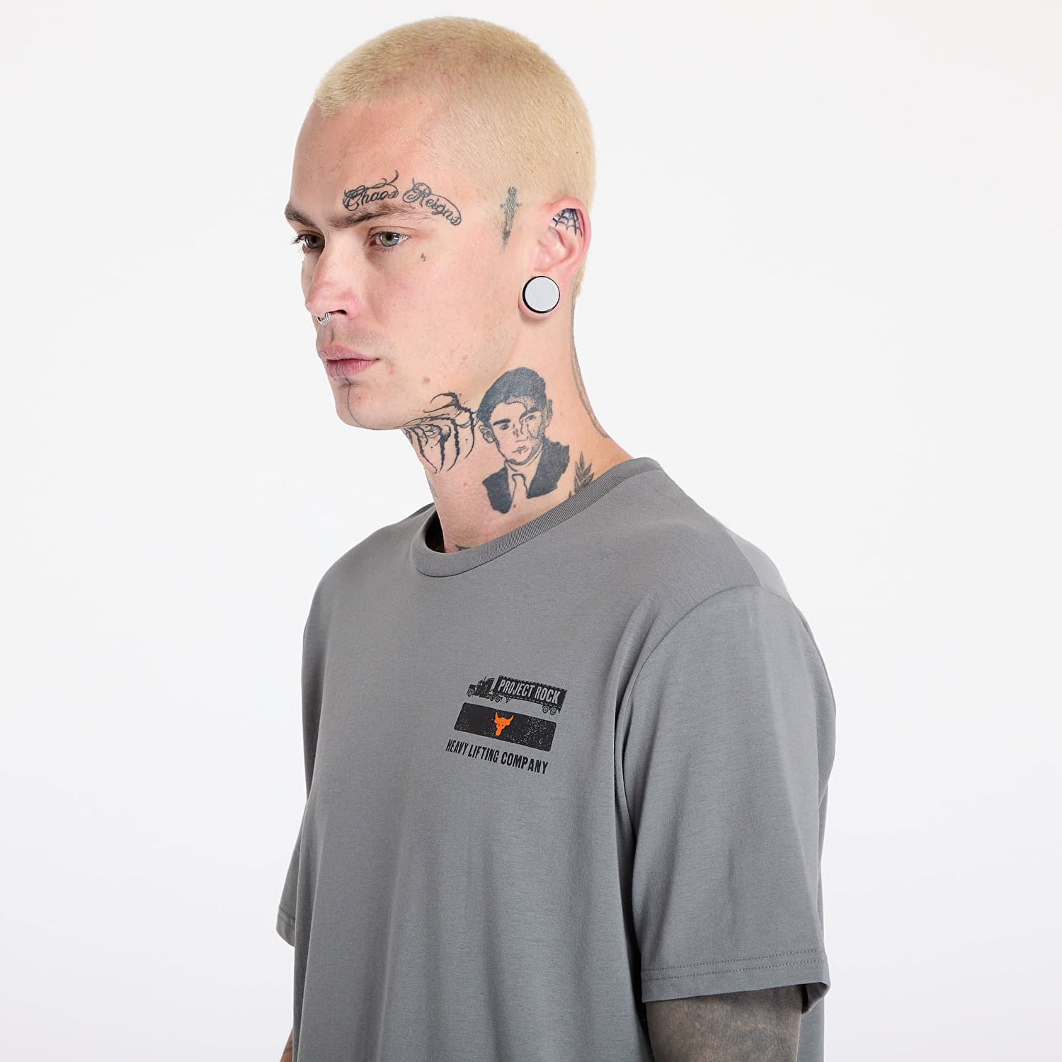 T-paita Under Armour T-shirt Project Rock 60/40S SS 4 Tools Clay Green/ Team Orange/ Black S Harmaa | 1386909-709, 1