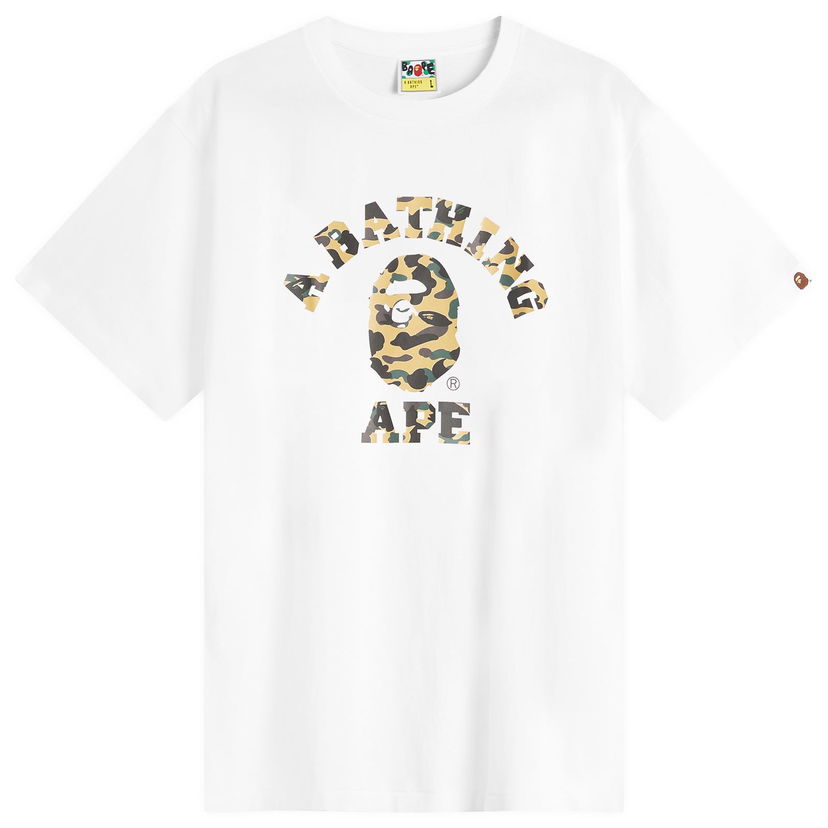 T-paita BAPE 1St Camo College Tee, Size Medium Valkoinen | 001TEL301012M-WYL
