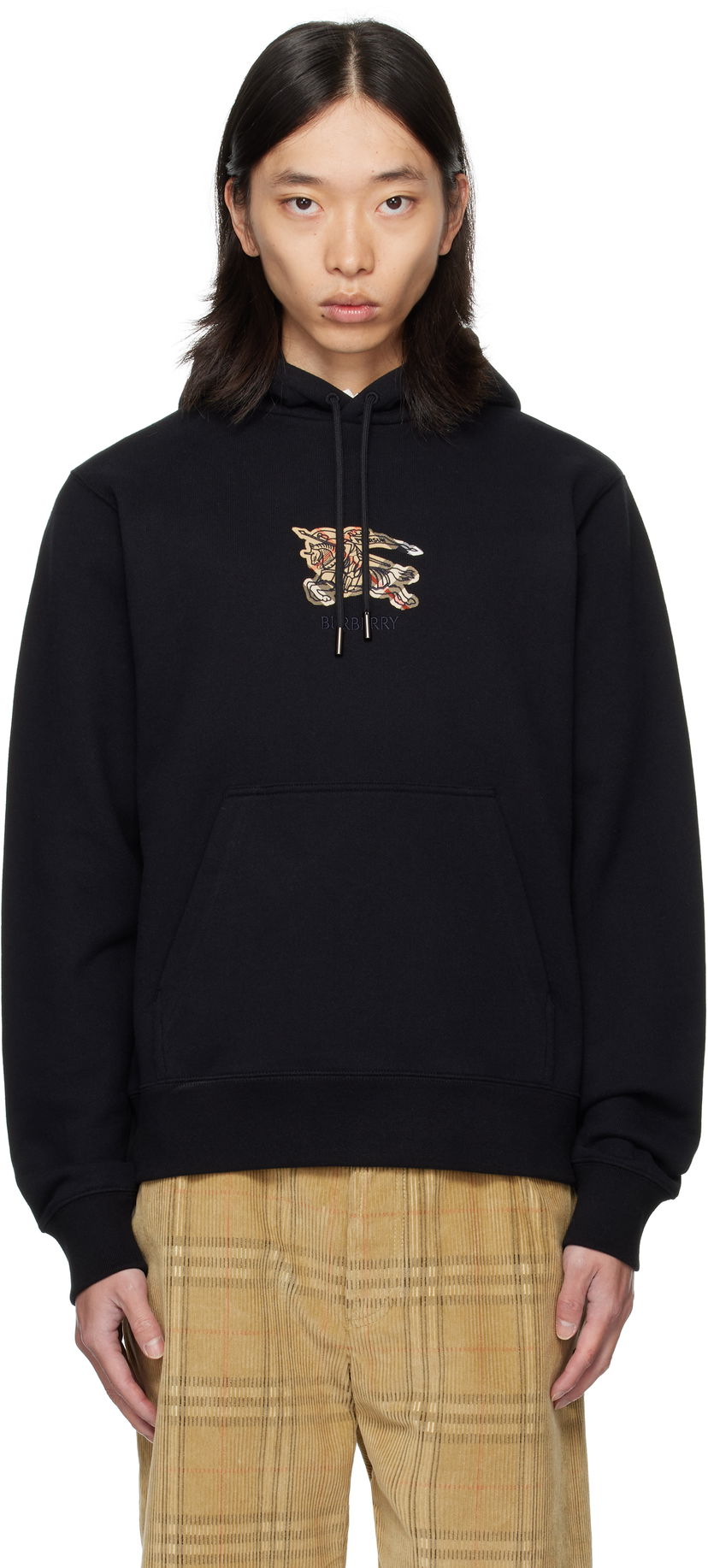 Huppari Burberry Burberry Cotton Hoodie with Equestrian Knight Design Musta | 8116060