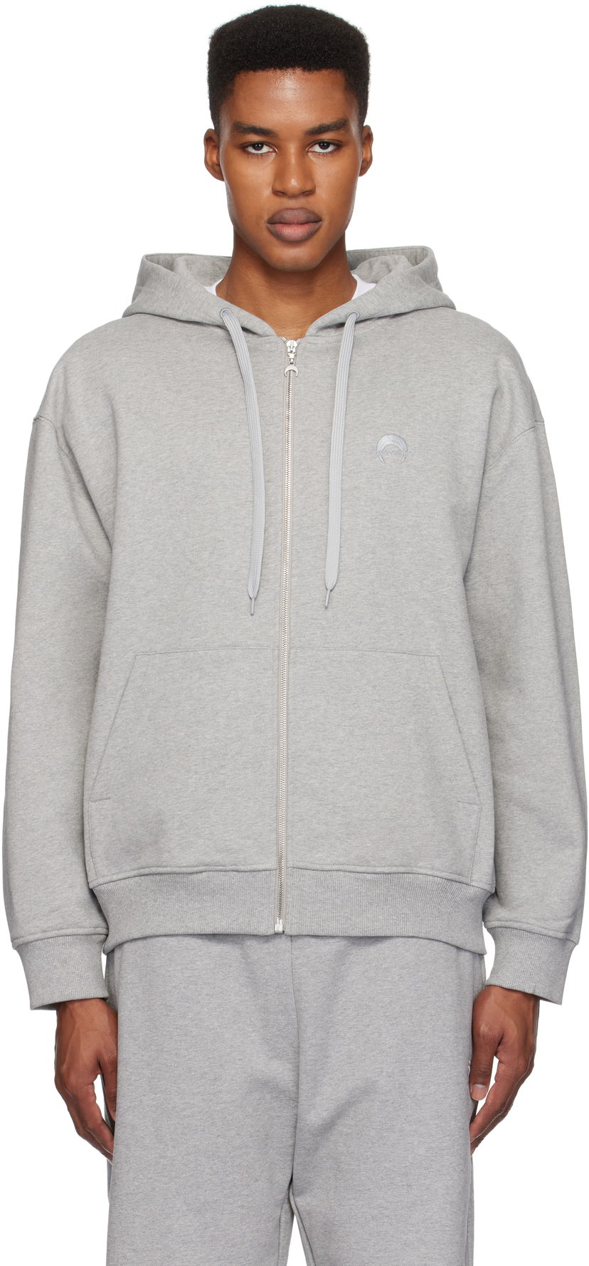 Huppari Marine Serre Moon Logo Fleece Zip Hoodie Harmaa | UST017A CJER0013