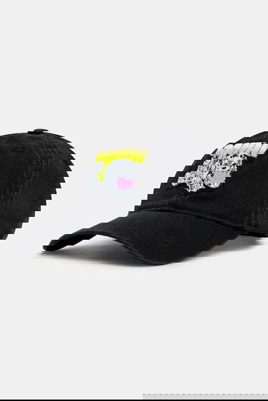 Korkki GANNI Washed Cotton Canvas Puppy Baseball Cap Musta | A6941, 0