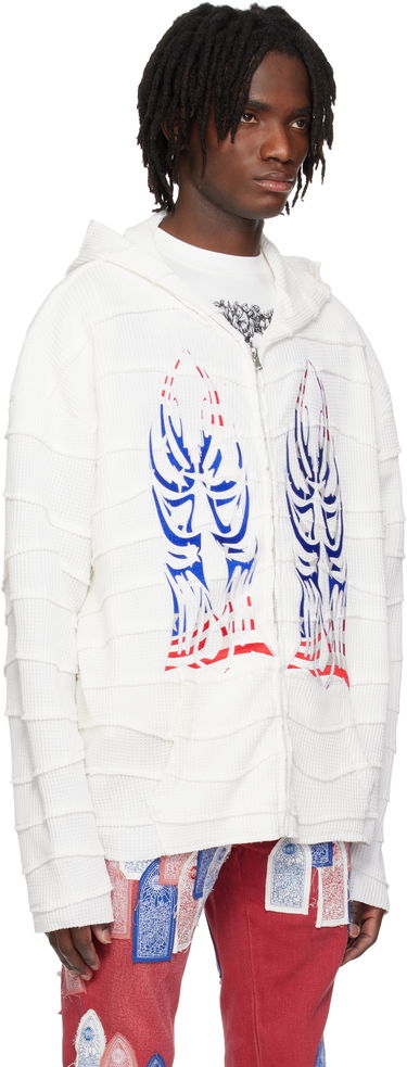 Huppari Who Decides War Who Decides War Winged Glory Wavelength Zip-Up Hoodie Valkoinen | 1110260001SS25, 1