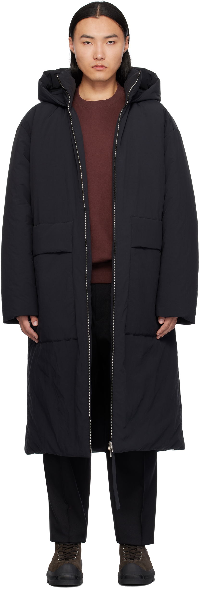 Puffer takki Jil Sander Hooded Down Coat Musta | J47AF0144_J70008