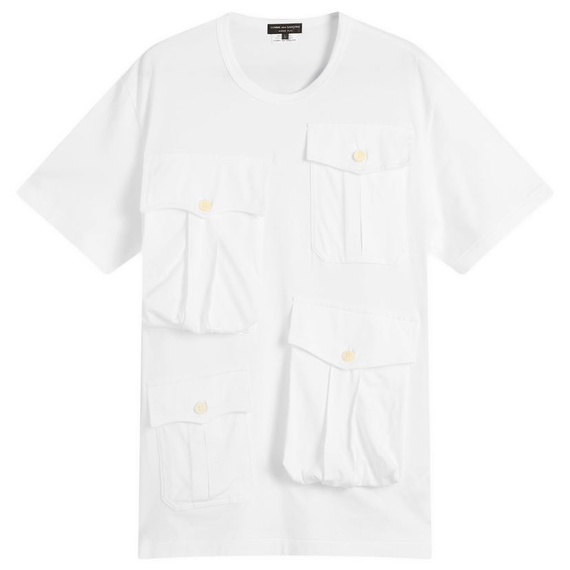 T-paita Comme des Garçons Homme Plus Multi Pocket T-Shirt, Size Large Valkoinen | PP-T005-W25-2