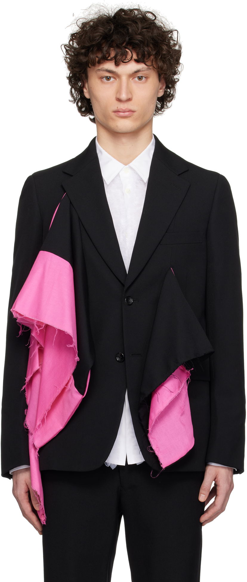 Takki Comme des Garçons Comme des Garçons Homme Plus Gabardine Blazer with Draped Detail Musta | PO-J054-051