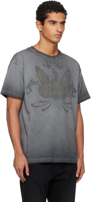 T-paita Diesel Faded Crewneck T-shirt with Eagle Print Harmaa | A19373-0DLBW-93R, 1