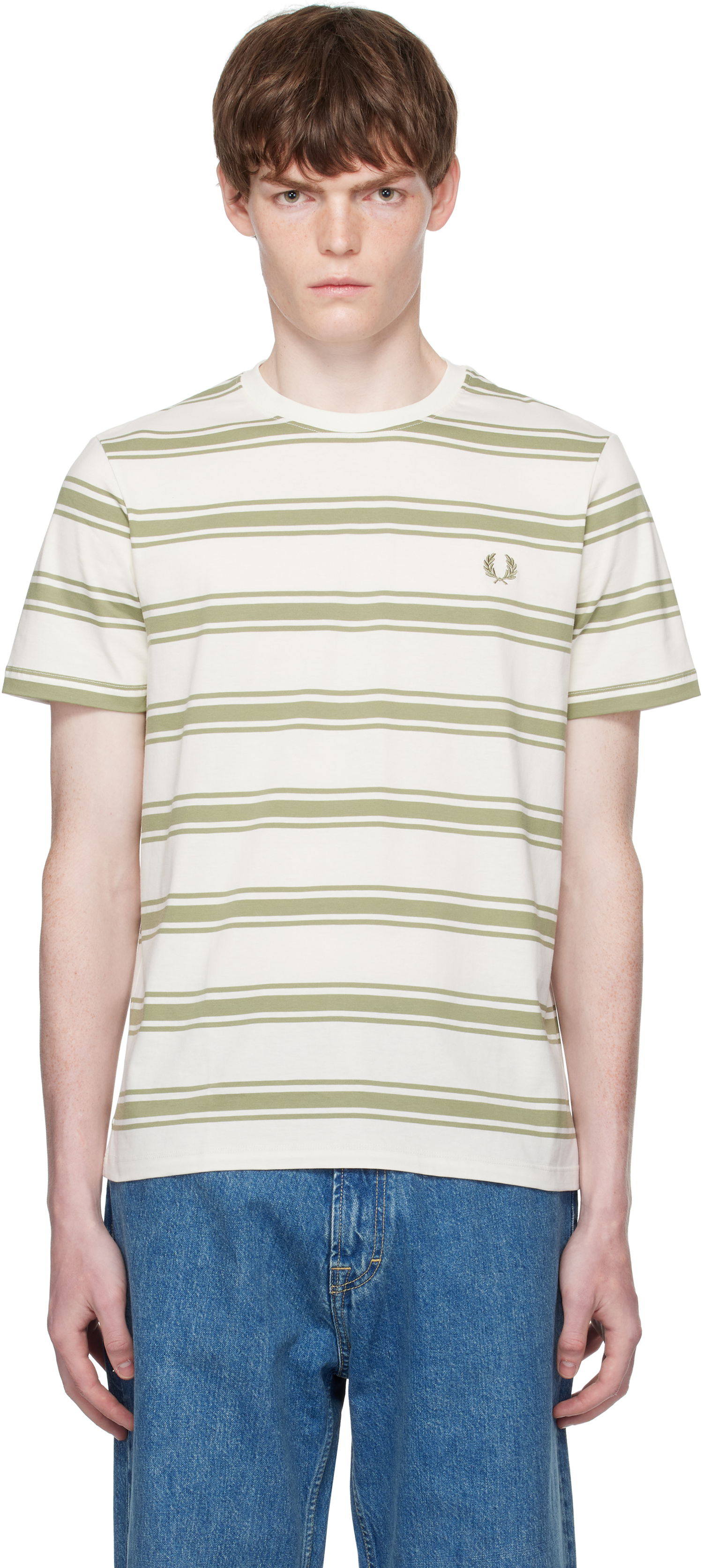 T-paita Fred Perry Fred Perry Fine Stripe T-Shirt Valkoinen | M9851, 0