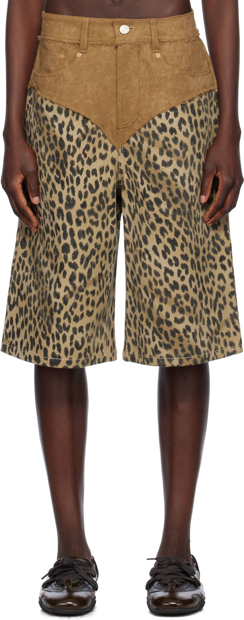 Shortsit Andersson Bell Oxford Combo Leopard Shorts Beige | apa821w