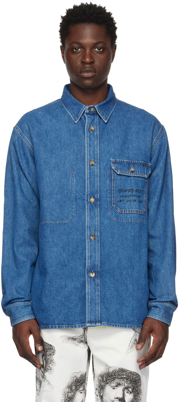 Takki JW Anderson Blue Printed Denim Jacket Sininen | SH0231-PG1240