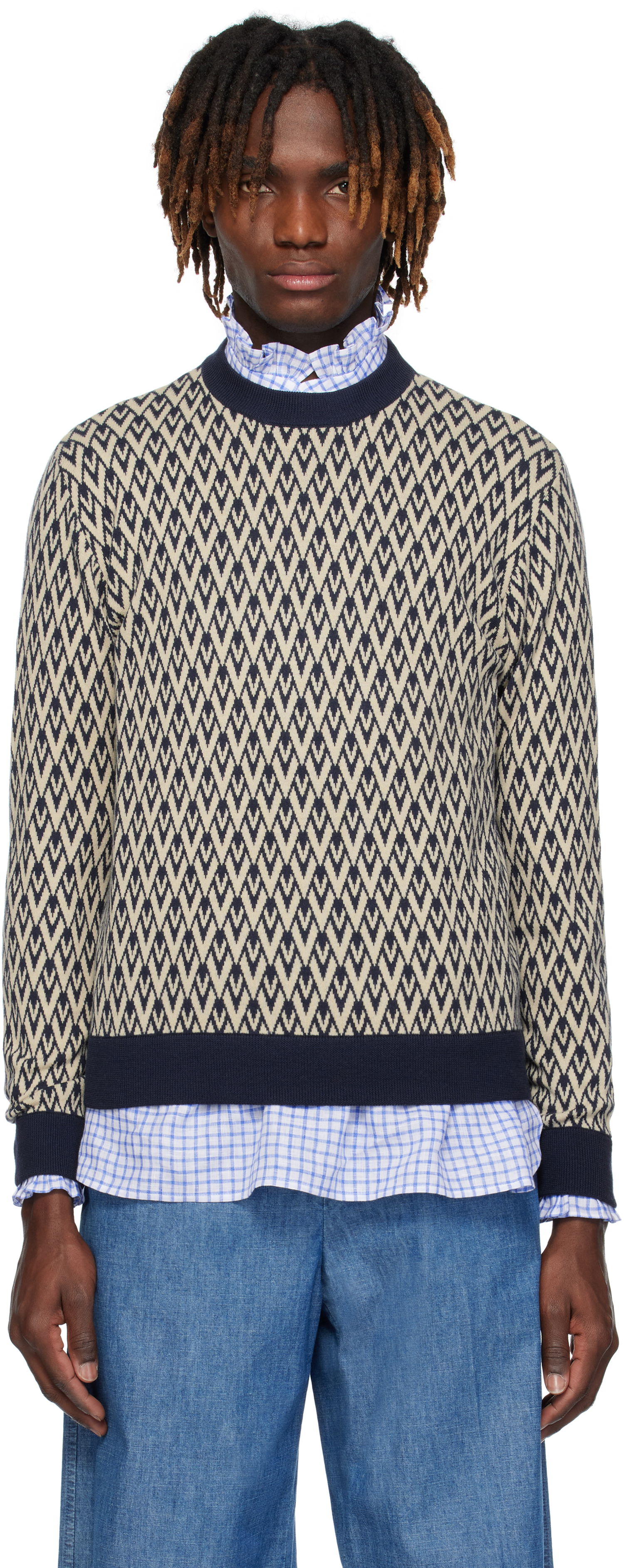 Villapaita Valentino Valentino 'Toute La V' Patterned Sweater Beige | 6V3KC33KAR0, 0