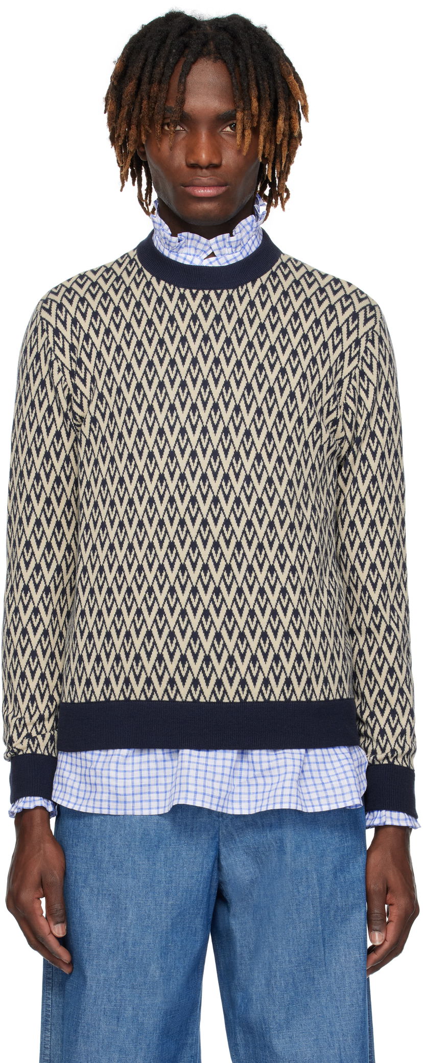 Villapaita Valentino Valentino 'Toute La V' Patterned Sweater Beige | 6V3KC33KAR0