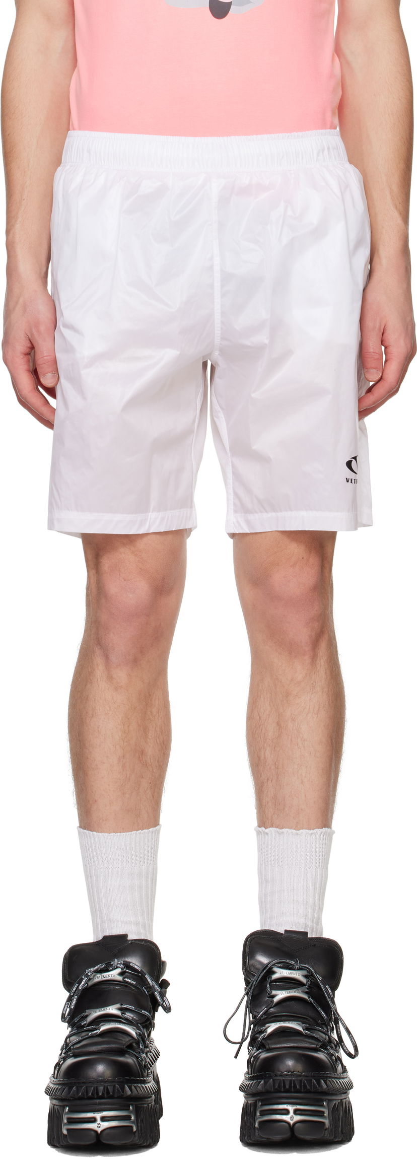 Shortsit VETEMENTS Vetements Oval Logo Swim Shorts Valkoinen | MA66SW100W