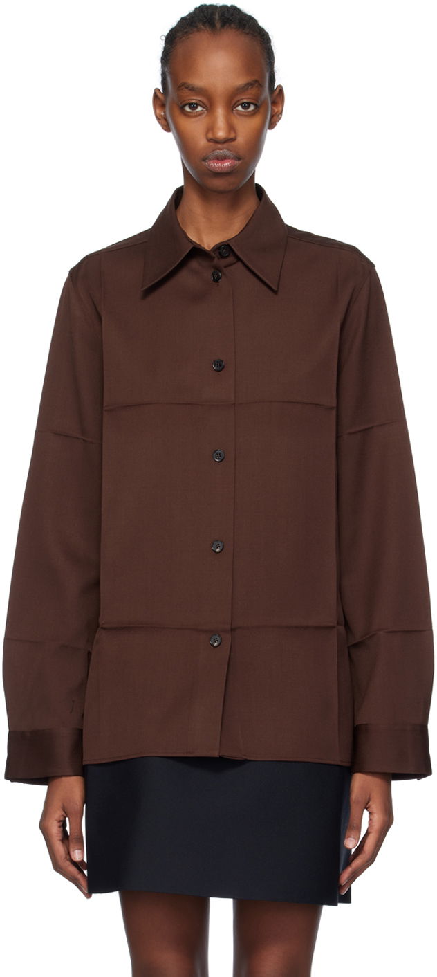 Paita Jil Sander Spread Collar Shirt Ruskea | J04DL0004_J40003