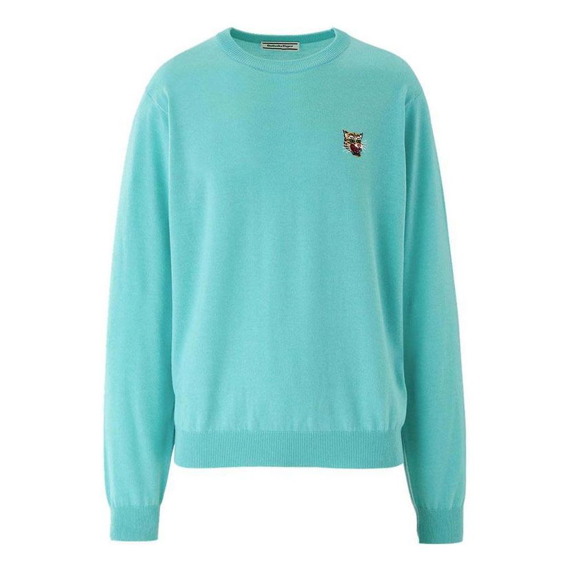 Villapaita Onitsuka Tiger Embroidered Tiger Sweatshirt Turkoosi | 2183B396-300