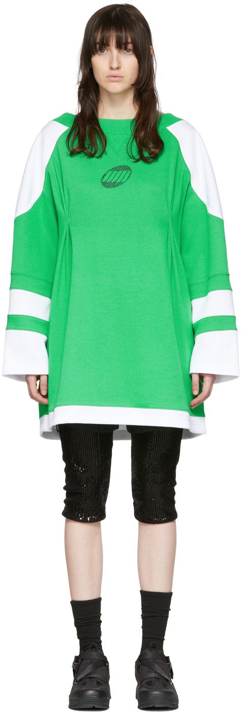 Villapaita We11done We11done Cotton T-Shirt Dress Vihreä | WD-TO1-22-567-W-GR