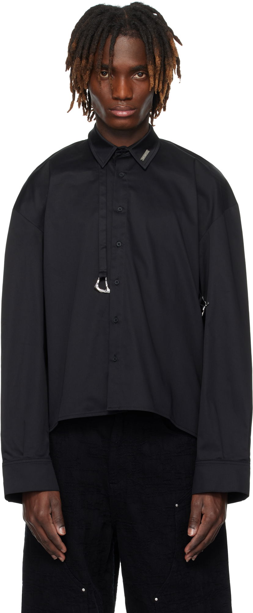 Paita HELIOT EMIL HELIOT EMIL Igneous Cropped Shirt Musta | PRESS25_M_05_060_BLK01