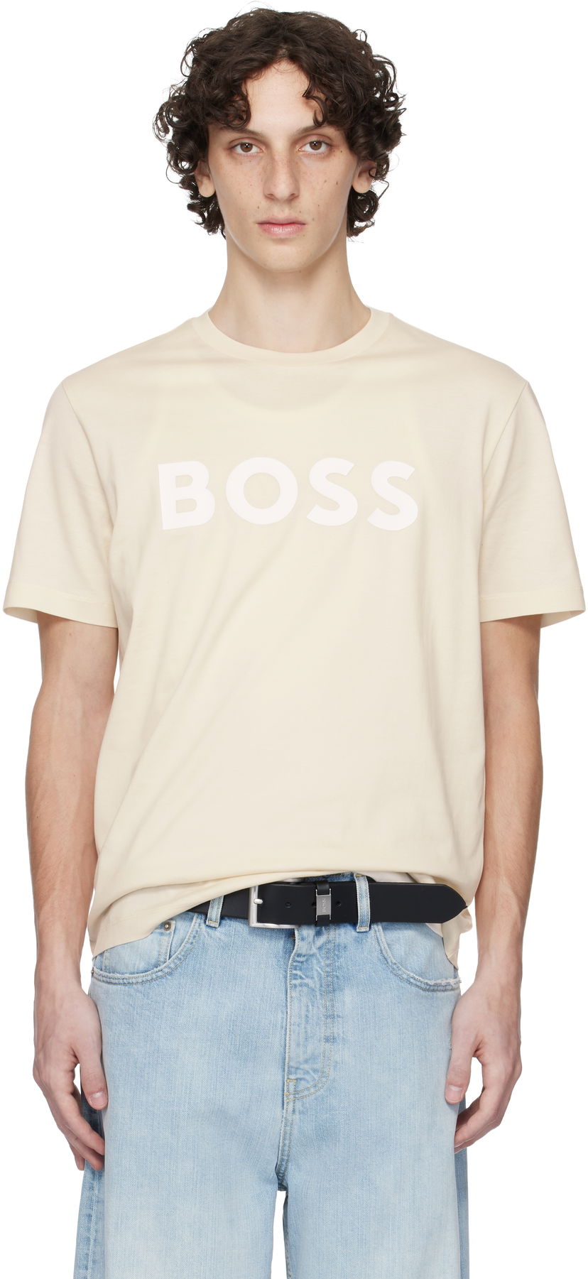 T-paita BOSS BOSS Cotton-Jersey Logo T-Shirt Beige | 50495742