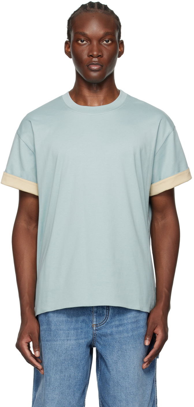 T-paita Bottega Veneta Blue Double Layer T-Shirt Sininen | 744998 V4DR0 3006