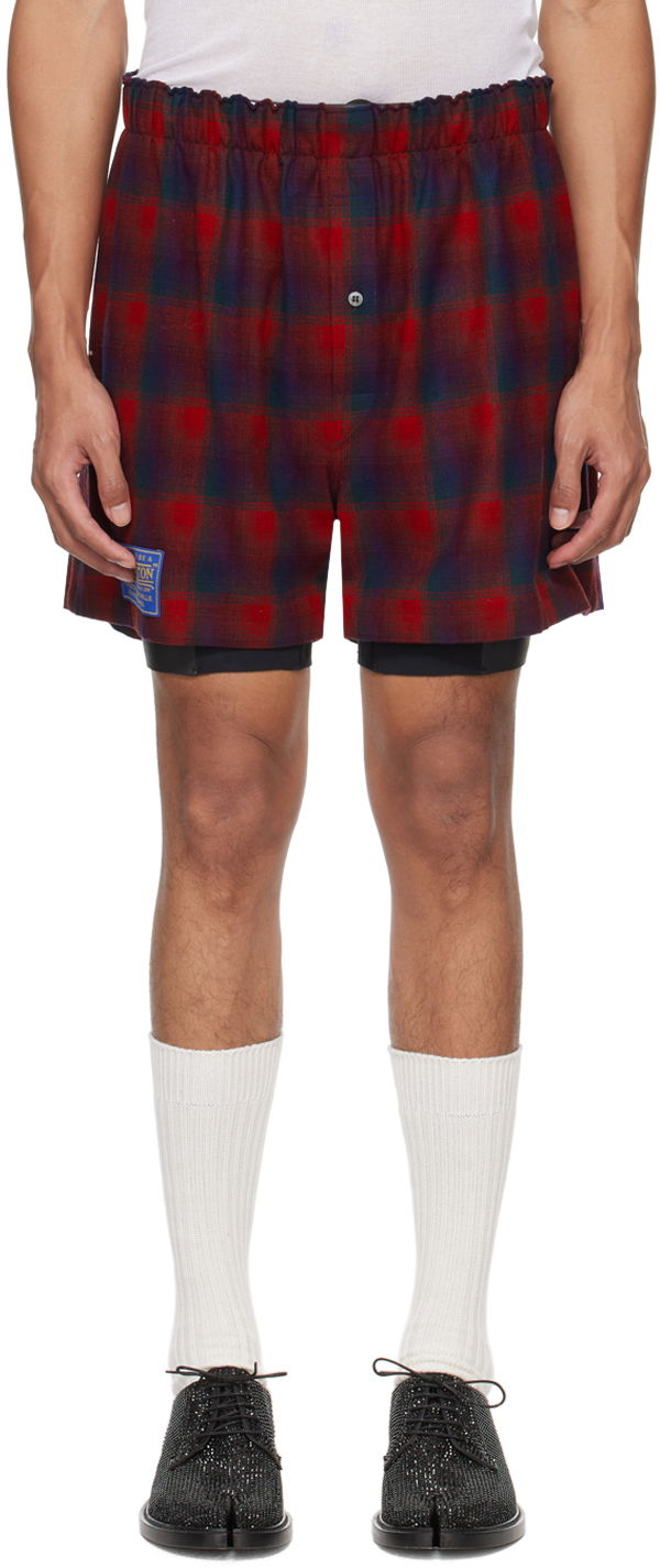 Shortsit Maison Margiela Check Shorts Burgundia | S50MU0071 S78037