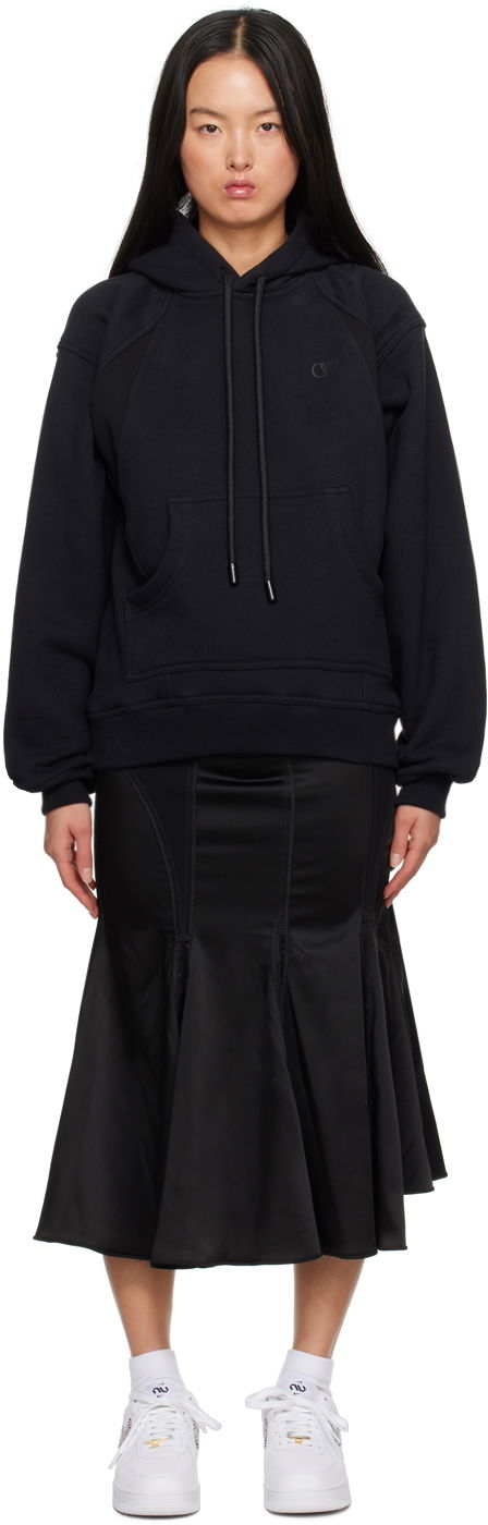 Mekko Off-White Black Hooded Maxi Dress Musta | OWDB491F23FAB0011010