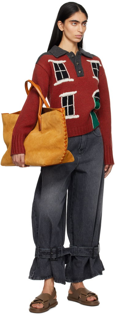 Villapaita JW Anderson JW Anderson House Intarsia Polo Sweater Punainen | KW1405-YN0413, 3