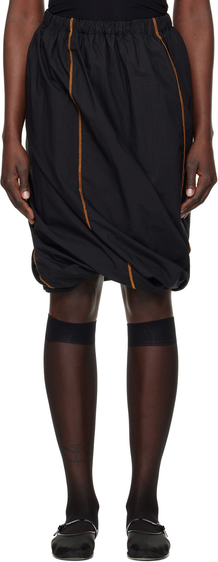 Hame Baserange Turn Midi Skirt Musta | SKTU-PO-SP25